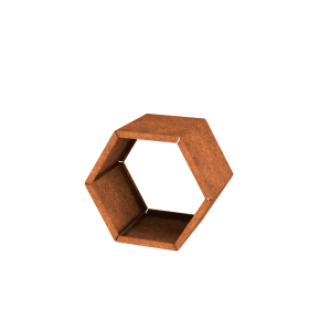 Cortenstaal houtopslag hexagonaal 1 module productfoto variant