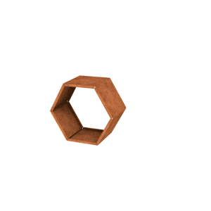 Cortenstaal houtopslag hexagonaal 1 module variant