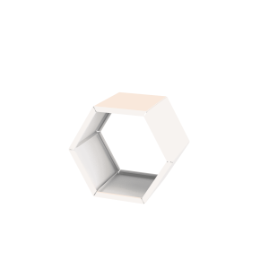 Witte gelakte houtopslag hexagonaal 1 module variant