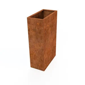 Cortenstaal plantenbak hoog smal langwerpig model