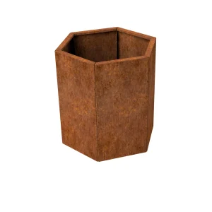 Zeshoekige cortenstaal plantenbak, klein en extra hoog model