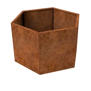 Zeshoekige cortenstaal plantenbak, groot en extra hoog model